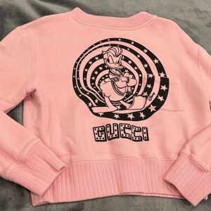 Gucci x Disney Donald Duck Cropped Pink Crewneck Sweatshirt